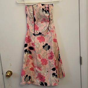 Pink floral strapless dress